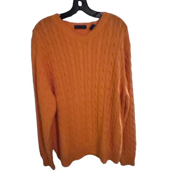 Grant Thomas Men’s Cable Knit Cotton Crew Neck Sweater Orange Sz L Rare - Picture 2 of 11